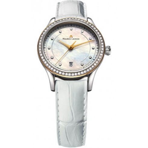 Maurice Lacroix Les Classiques Mother Of Pearl Dial White Calfskin Leather Ladies Quartz Watch LC1026-PVY21-170 watches