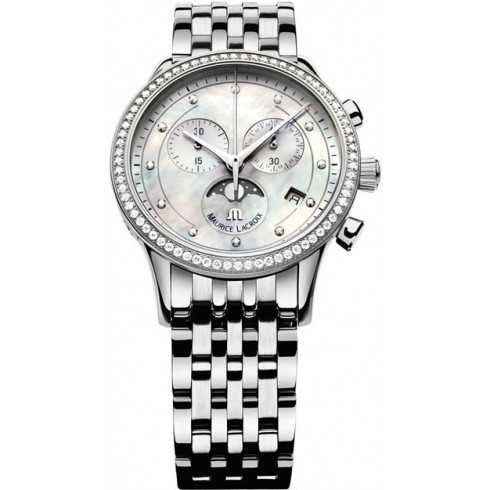 Maurice Lacroix Les Classiques Mother of Pearl Diamond Chronograph Ladies Watch LC1087-SD502-160 watches