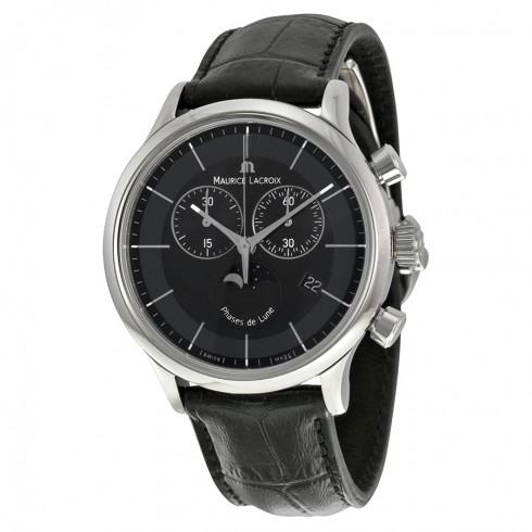 Maurice Lacroix Les Classiques Phase de Lune Black Dial Chronograph Men's Watch LC1148-SS001-331 watches