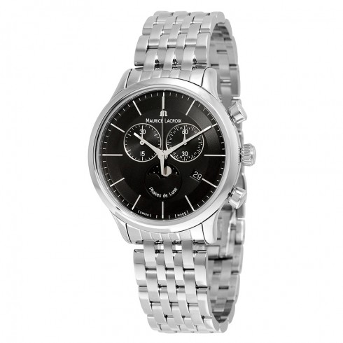 Maurice Lacroix Les Classiques Phase de Lune Chronograph Black Dial Stainless Steel Men's Watch LC1148-SS002-331 watches