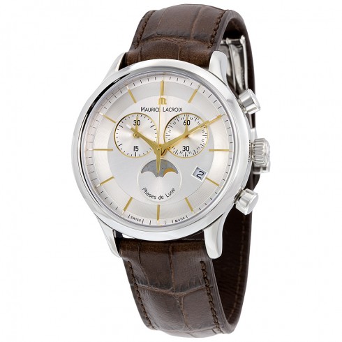 Maurice Lacroix Les Classiques Phase de Lune Silver Dial Chronograph Men's Watch LC1148-SS001-132 watches