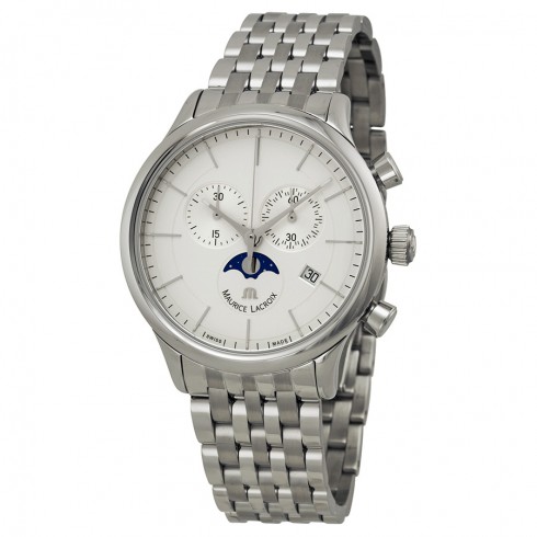 Replica Maurice Lacroix Les Classiques Phase de Lune Silver Dial Chronograph Men's Watch LC1148-SS002-130 Watch