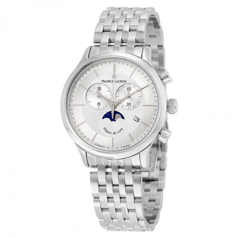 Maurice Lacroix Les Classiques Phase de Lune Silver Dial Chronograph Men's Watch LC1148-SS002-131 watches