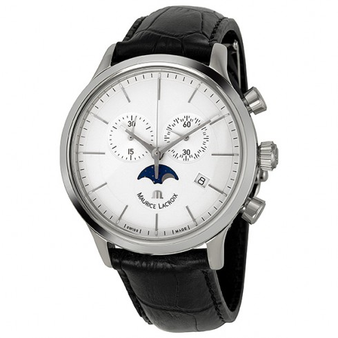 Maurice Lacroix Les Classiques Phase de Lune Silver Dial Chronograph Men's Watch LC1148-SS001-130 watches