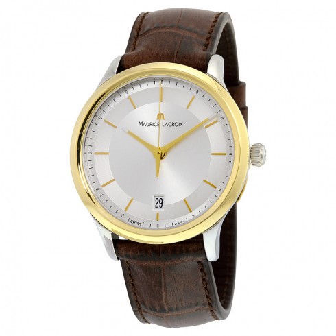 Maurice Lacroix Les Classiques Quartz Date Silver Dial Brown Leather Men's Quartz Watch LC1237-PVY11-130 watches