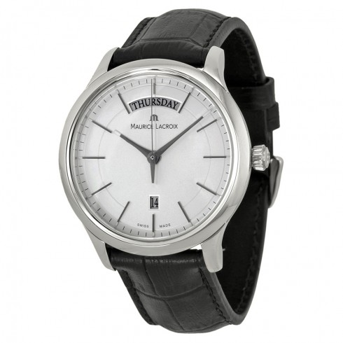 Maurice Lacroix Les Classiques Silver Dial Black Leather Men's Watch LC1007-SS001-130 watches
