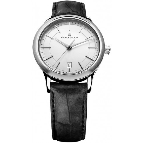 Maurice Lacroix Les Classiques Silver Dial Black Leather Stainless Steel Case Ladies Quartz Watch LC1117-SS001-130 watches