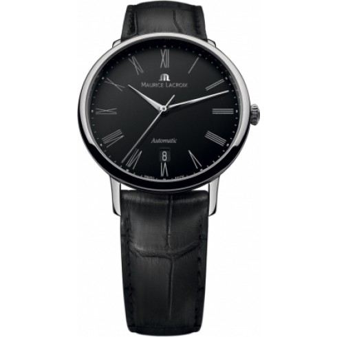 Maurice Lacroix Les Classiques Tradition Automatic Black Dial Black Leather Strap Men's Watch LC6067-SS001-310 watches