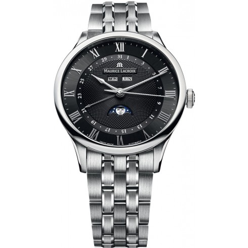 Maurice Lacroix Masterpiece Tradition Phase de Lune Black Dial Stainless Steel Men's Watch MP6607-SS002-310 watches