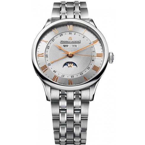 Maurice Lacroix Masterpiece Tradition Phase de Lune Silver Dial Men's Automatic Stainless Steel Watch MP6607-SS002-111 watches