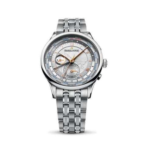 Maurice Lacroix Masterpiece Worldtimer Silver Dial Men's Autiomatic Stainless Steel Watch MP6008-SS002-110 watches