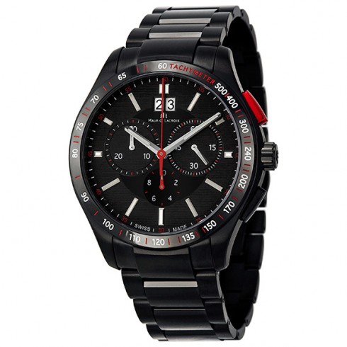 Maurice Lacroix Miros Chronograph Black Dial Black PVD Men's Watch MI1028-SS002330 watches