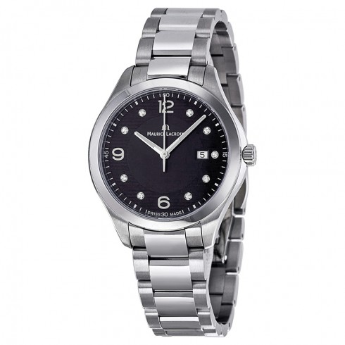 Maurice Lacroix Miros Date Diamond Black Dial Stainless Steel Ladies Watch MI1014-SS002-350 watches