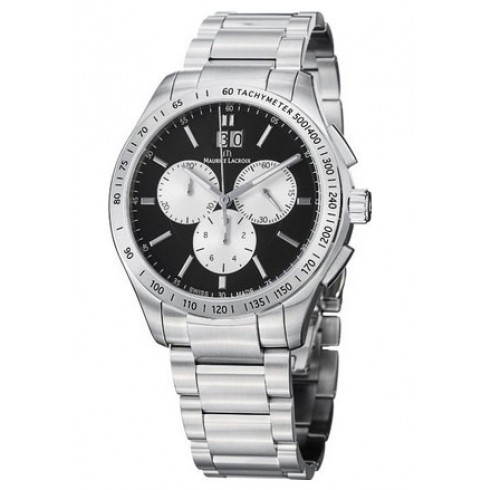 Maurice Lacroix Miros Silver and Black Dial Men's Watch MI1028-SS002-332 watches