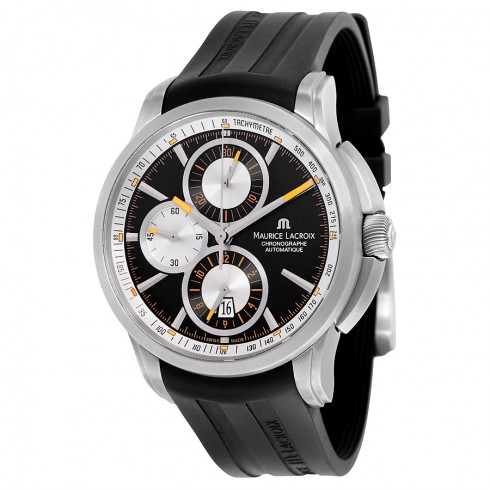 Maurice Lacroix Pontos Chronograph Black and Orange Dial Rubber Strap Men's Watch PT6188-TT031-330 watches