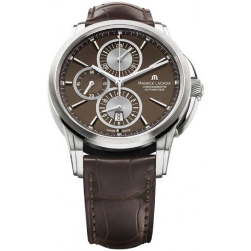 Maurice Lacroix Pontos Chronograph Brown Dial Brown Leather Automatic Men's Watch PT6188-SS001-730 watches