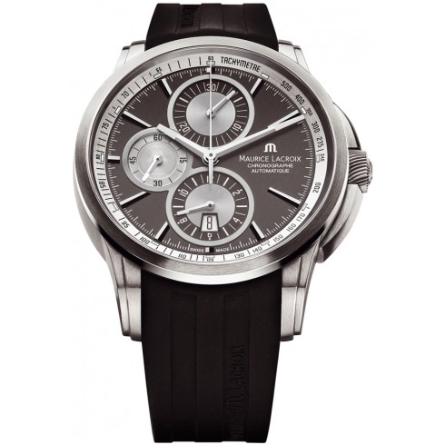 Maurice Lacroix Pontos Chronograph Grey Dial Black Rubber Men's Watch PT6188-TT031-830 watches