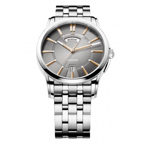 Maurice Lacroix Pontos Day and Date Grey Dial Automatic Men's Stainless Steel Watch PT6158-SS002-03E watches