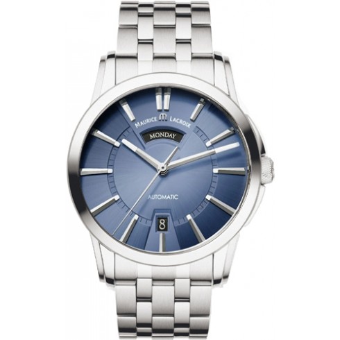 Maurice Lacroix Pontos Day & Date Blue Dial Automatic Men's Stainelss Steel Watch PT6158-SS002-43E watches