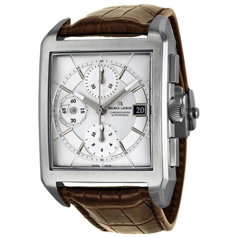 Maurice Lacroix Pontos Rectangulaire Silver Dial Chronograph Men's Watch PT6197-SS001-130 watches