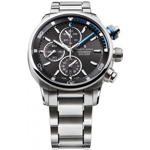Maurice Lacroix Pontos S Black and Blue Dial Chronograph Stainless Steel Men's Watch PT6008-SS002-331 watches