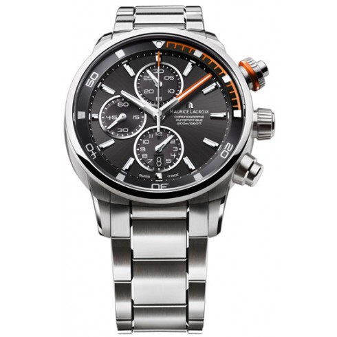 Maurice Lacroix Pontos S Black and Orange Dial Chronograph Stainless Steel Men's Watch PT6008-SS002-332 watches