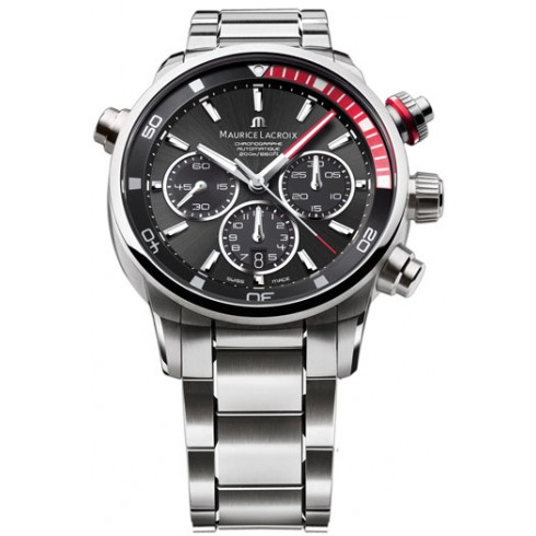 Maurice Lacroix Pontos S Black and Red Dial Chronograph Stainless Steel Men's Watch PT6018-SS002-330 watches