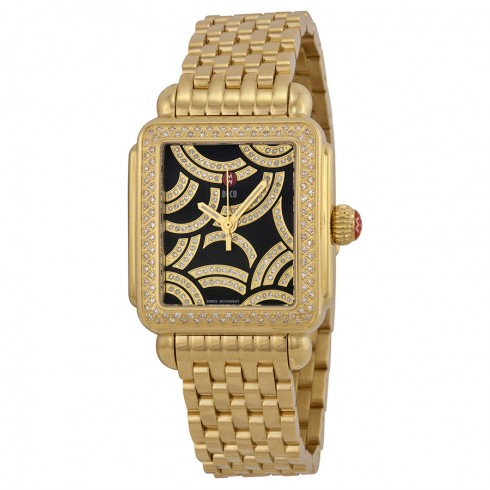 Michele Art of Deco Black Dial Gold-plated Ladies Watch MWW06T000119 watches