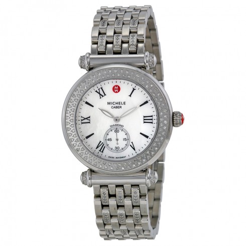 Michele Caber Diamond Mother of Pearl Dial Stainless Steel Ladies Watch MWW16A000043 watches