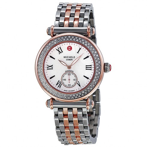 Michele Caber Diamond Mother of Pearl Dial Two-Tone Stainless Steel Ladies Watch MWW16A000067 watches