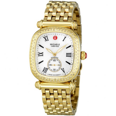 Michele Caber Isle Mother of Pearl Dial Gold Plated Stainless Steel Ladies Watch MWW16C000008 watches