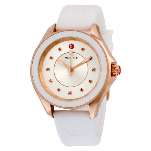 Michele Cape Sunray Dial White Silicone Quartz Ladies Watch MWW27A000004 watches