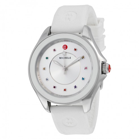 Michele Cape Sunray Dial White Silicone Quartz Ladies Watch MWW27A000007 watches