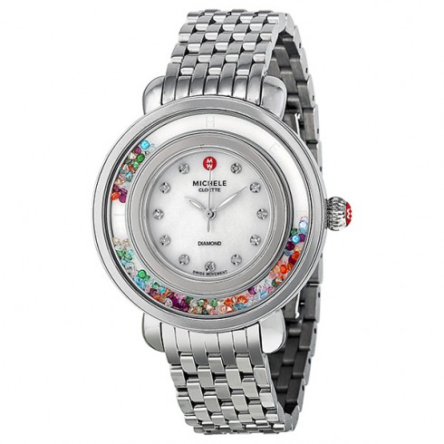 Michele Cloette Carnival Diamond Floating Topaz Mother of Pearl Dial Ladies Watch MWW20G000006 watches