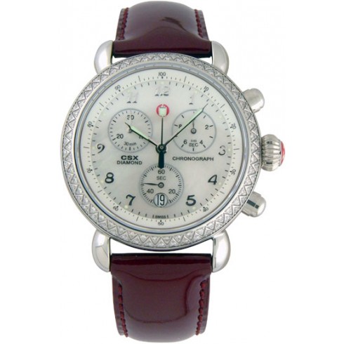 Michele CSX 36 Diamond Burgundy Patent Leather Ladies Watch MWW03C000088 watches