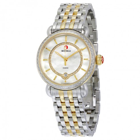 Michele CSX Elegance White Mother of Pearl Dial Two-tone Ladies MWW03T000042 watches