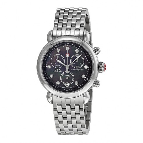 Michele CSX-36 Chronograph Diamond Black Mother of Pearl Ladies Watch MWW03M000197 watches