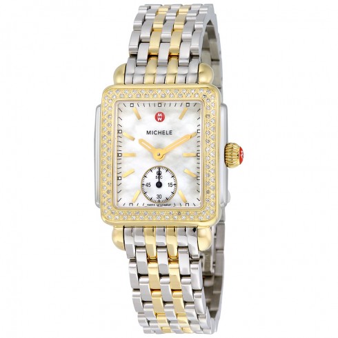 Michele Deco 16 White Mother of Pearl Dial Yellow Gold-tone Watch MWW06V000023 watches