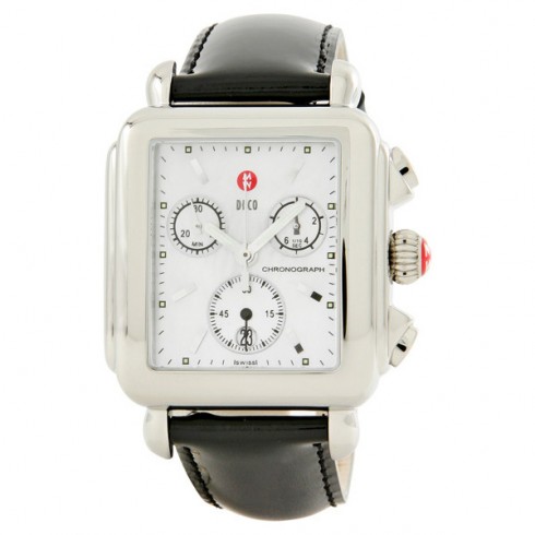 Michele Deco Chronograph Black Leather Ladies Watch MWW06A000125 watches