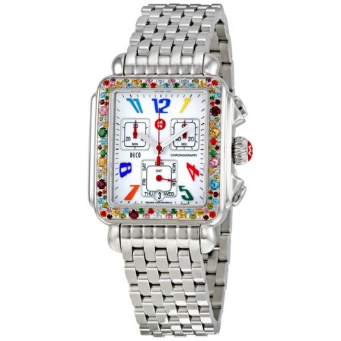 Michele Deco Day Carousel Colored Topaz Stones Watch MWW06P000050 watches
