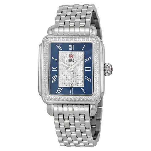 Michele Deco Diamond Blue Pave Dial Strap Ladies Watch MWW06T000082 watches