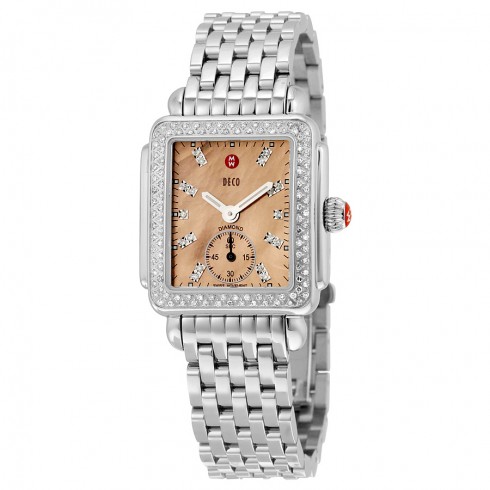 Michele Deco Metallic Rose Gold Dial Stainless Steel Quartz Ladies Watch MWW06V000079 watches