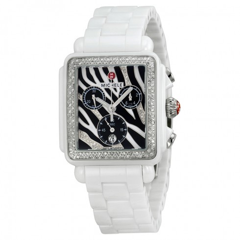 Michele Deco White Ceramic Zebra Dial Ladies Watch MWW06F000010 watches
