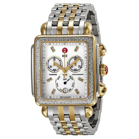 Replica Michele Deco XL Day Diamond Two-Tone Stainless Steel Ladies Watch MWW06Z000013 Watch
