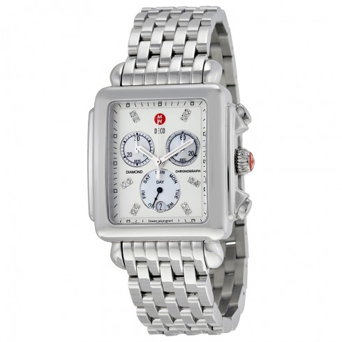 Michele Deco XL Diamond Chronograph Mother of Pearl Stainless Steel Ladies Watch MWW06Z000012 watches