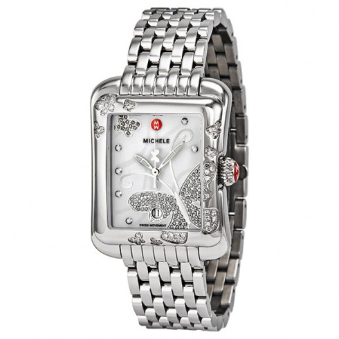 Michele Extreme Butterfly Diamond White Dial Stainless Steel Ladies Watch MWW04B000001 watches