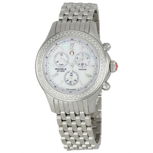Michele Jetway Mother of Pearl Dial Diamond Bezel Ladies Watch MWW17A000001 watches