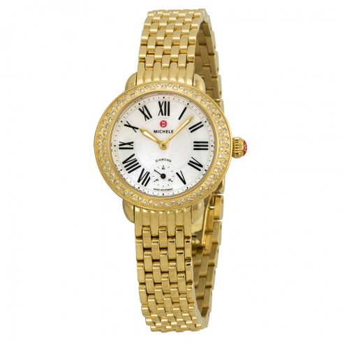 Michele Serein 12 Mother of Pearl Gold Tone Steel Ladies Watch MWW21E000013 watches