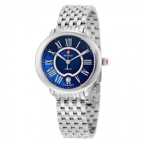 Michele Serein 16 Blue Mother of Pearl Diamond Dial Stainless Steel Ladies Watch MWW21B000077 watches