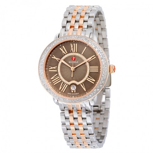 Michele Serein 16 Diamond Two Tone Rose Gold Cocoa Diamond Dial Ladies Watch MWW21B000061 watches